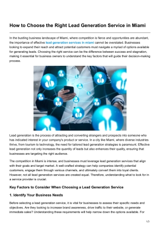 how to choose the right lead generation service