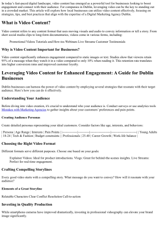 Leveraging Video Content for Enhanced Engagement: A Guide for Dublin Businesses