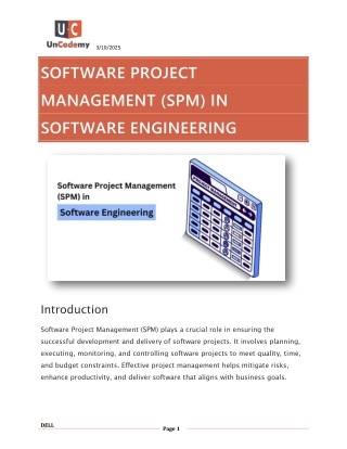 Software Project Management (SPM) in Software Engineering