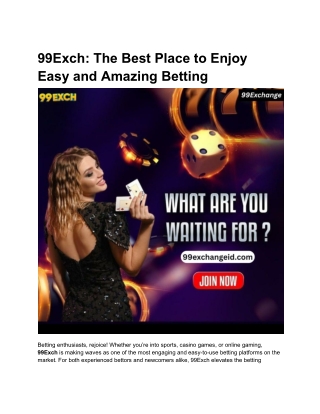 99Exch_ The Best Place to Enjoy Easy and Amazing Betting