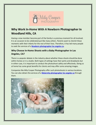 Why Work In-Home With A Newborn Photographer In Woodland Hills, CA
