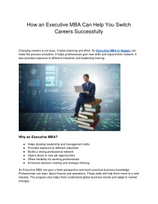 SIBM Nagpur- How an Executive MBA Can Help You Switch Careers Successfully