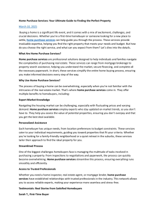 Home Purchase Services