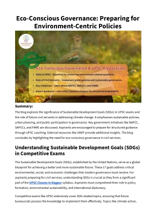 eco conscious governance preparing