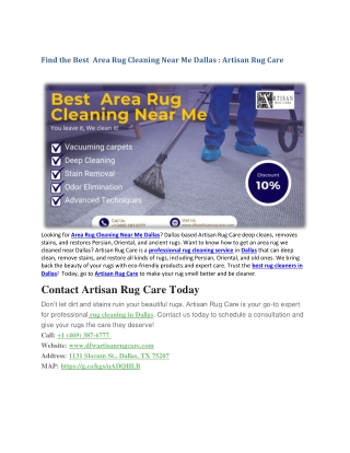 Find the Best area rug cleaning near me Dallas