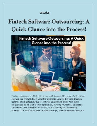Fintech Software Outsourcing A Quick Glance into the Process