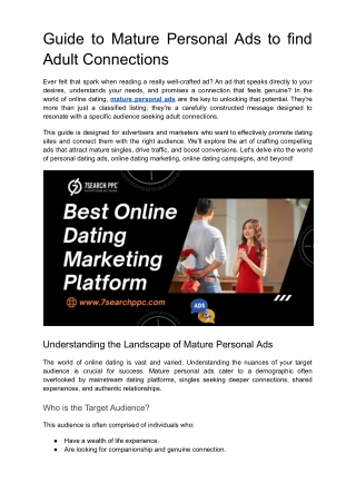 guide to mature personal ads to find adult