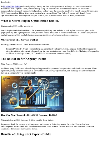 Boost Your Online Presence with Search Engine Optimization Dublin
