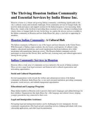 Thriving Houston Indian Community and Essential Services