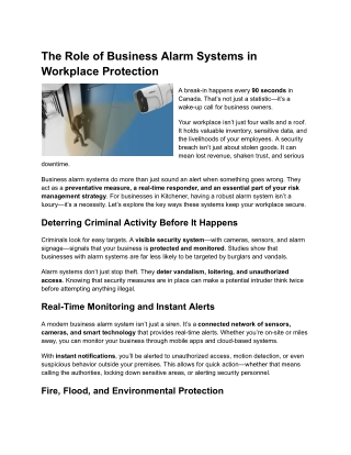 The Role of Business Alarm Systems in Workplace Protection