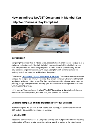 How an Indirect Tax_GST Consultant in Mumbai Can Help Your Business Stay Compliant