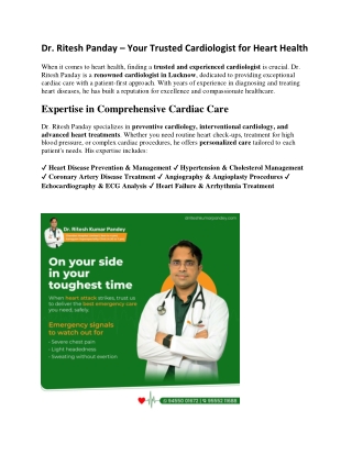 dr ritesh panday your trusted cardiologist