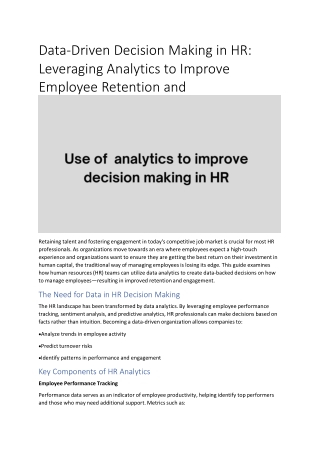 data driven decision making in hr leveraging