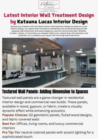 Latest Interior Wall Treatment Design by Katauna Lucas Interior Design