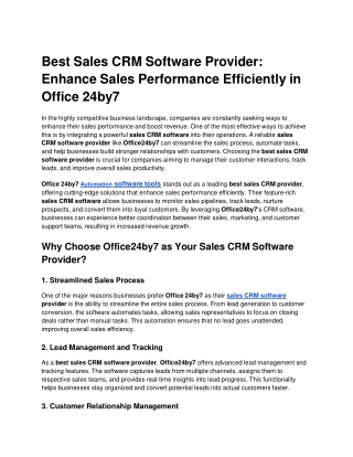 best sales crm software provider enhance sales performance efficiently in office 24by7