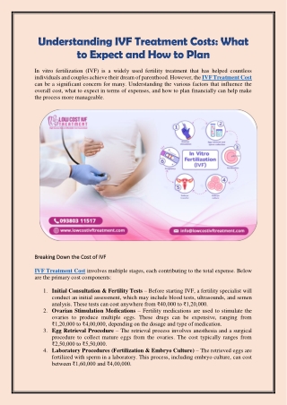 Understanding IVF Treatment Costs - What to Expect and How to Plan