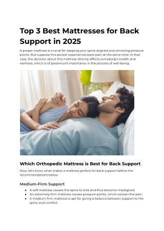 Top 3 Best Mattresses for Back Support in 2025