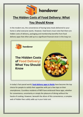 The Hidden Costs of Food Delivery What You Should Know