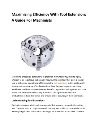 Maximizing Efficiency With Tool Extension_ A Guide For Machinists