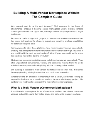 building a multi vendor marketplace website