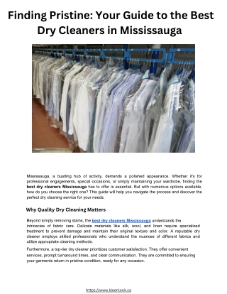 Finding Pristine: Your Guide to the Best Dry Cleaners in Mississauga