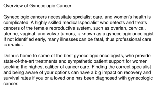 overview of gynecologic cancer gynecologic
