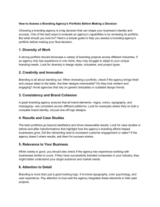 how to assess a branding agency s portfolio