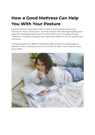 How a Good Mattress Can Help You With Your Posture (1)