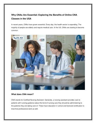 Earn Your CNA Certification Online in USA -  Quick & Easy Enrollment