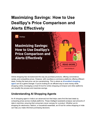 Maximizing Savings_ How to Use DealSpy's Price Comparison and Alerts Effectively