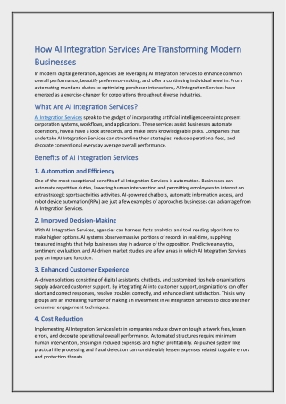 How AI Integration Services Are Transforming Modern Businesses
