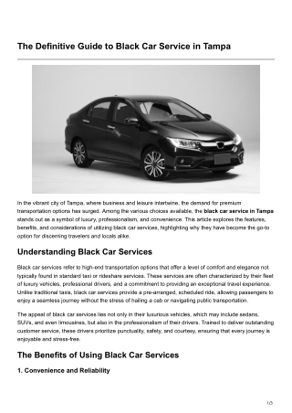 The Definitive Guide to Black Car Service in Tampa