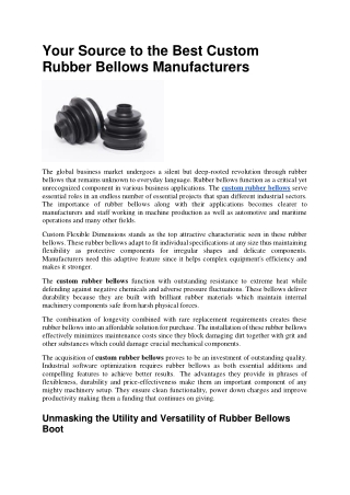 your source to the best custom rubber bellows