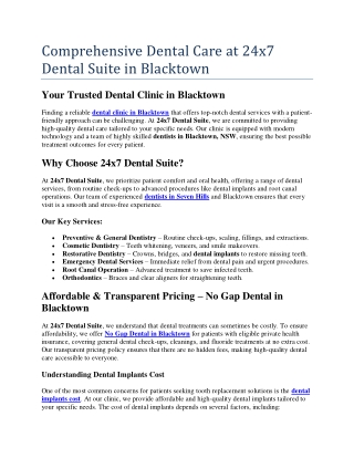 comprehensive dental care at 24x7 dental suite