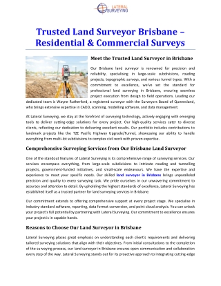 Trusted Land Surveyor Brisbane – Residential & Commercial Surveys