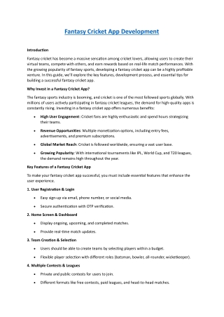 fantasy cricket app development