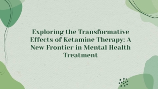 exploring the transformative effects of ketamine