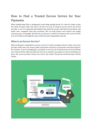 How to Find a Trusted Escrow Service for Your Payments