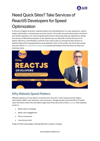need quick sites take services of reactjs