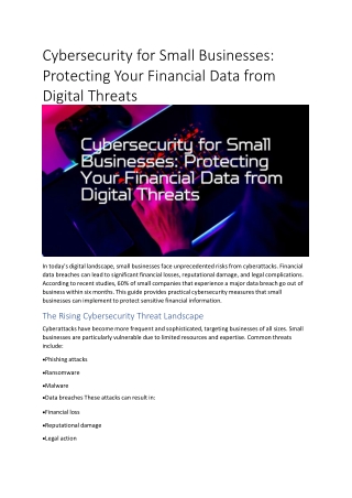 cybersecurity for small businesses protecting
