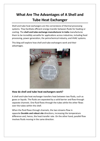 What Are The Advantages of A Shell and Tube Heat