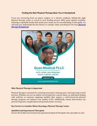 Finding the Best Physical Therapy Near You in Hempstead