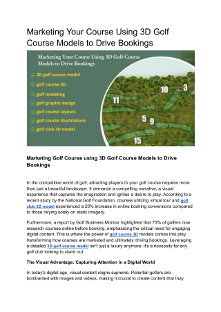 Marketing Your Course Using 3D Golf Course Models to Drive Bookings