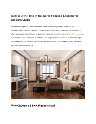 Best 3 BHK Flats in Noida for Families Looking for Modern Living