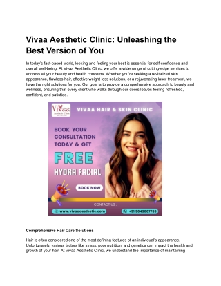 Best skin and hair clinic in madurai | Vivaa Aesthetic clinic