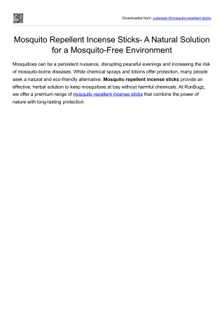 Mosquito Repellent Incense Sticks- A Natural Solution for a Mosquito-Free Environment