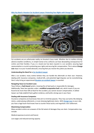 Why You Need a Houston Car Accident Lawyer