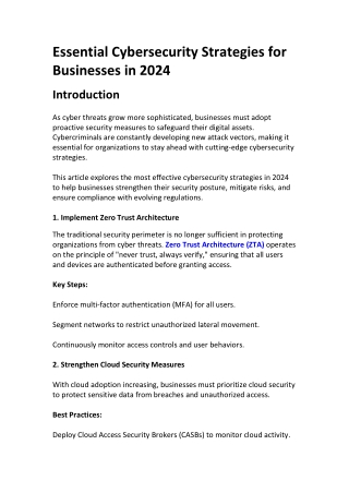 Zero Trust, AI Security & More – 2024 Cybersecurity Strategies