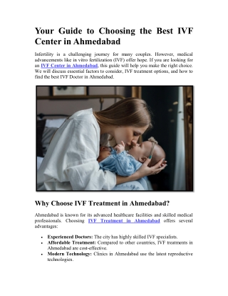 Your Guide to Choosing the Best IVF Center in Ahmedabad