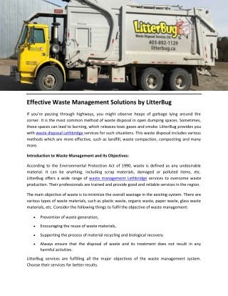 Effective Waste Management Solutions by LitterBug